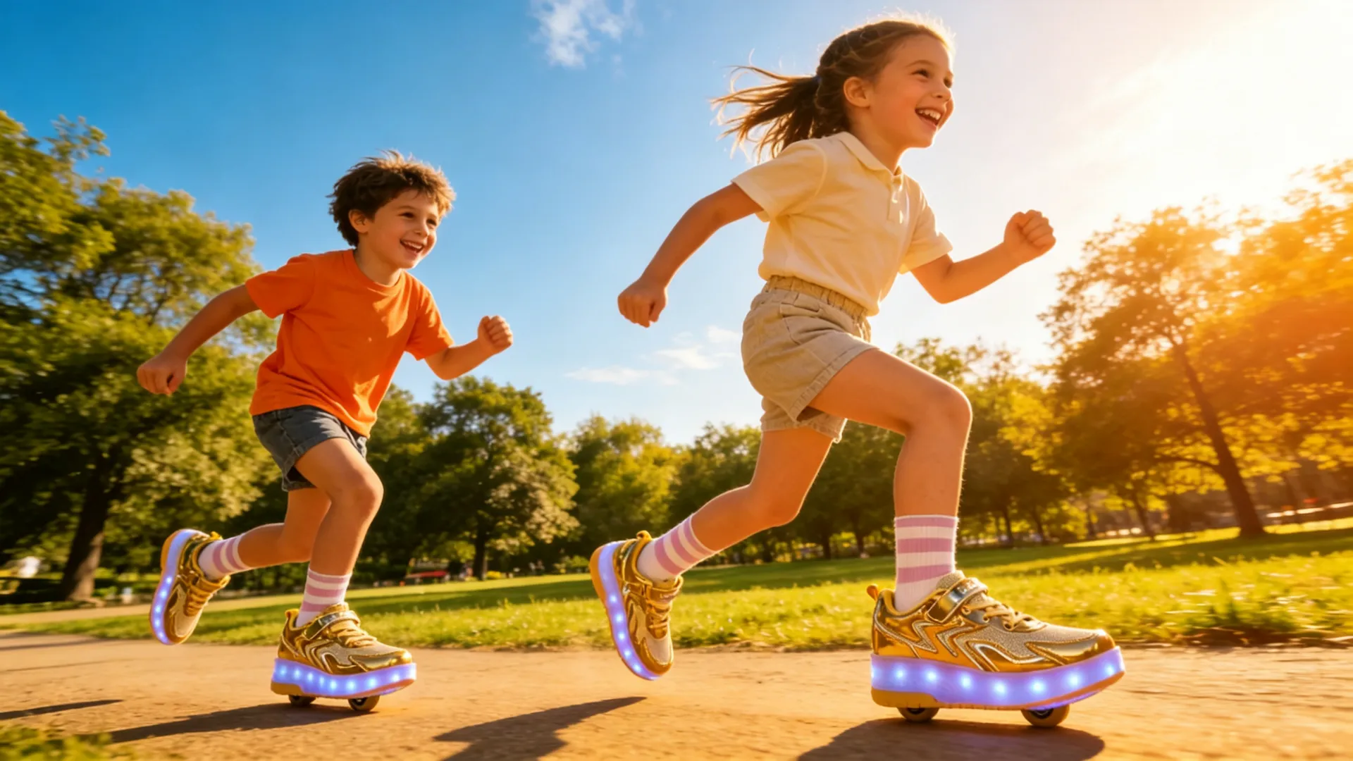 Kids roller shoes LED light-up inline skates
